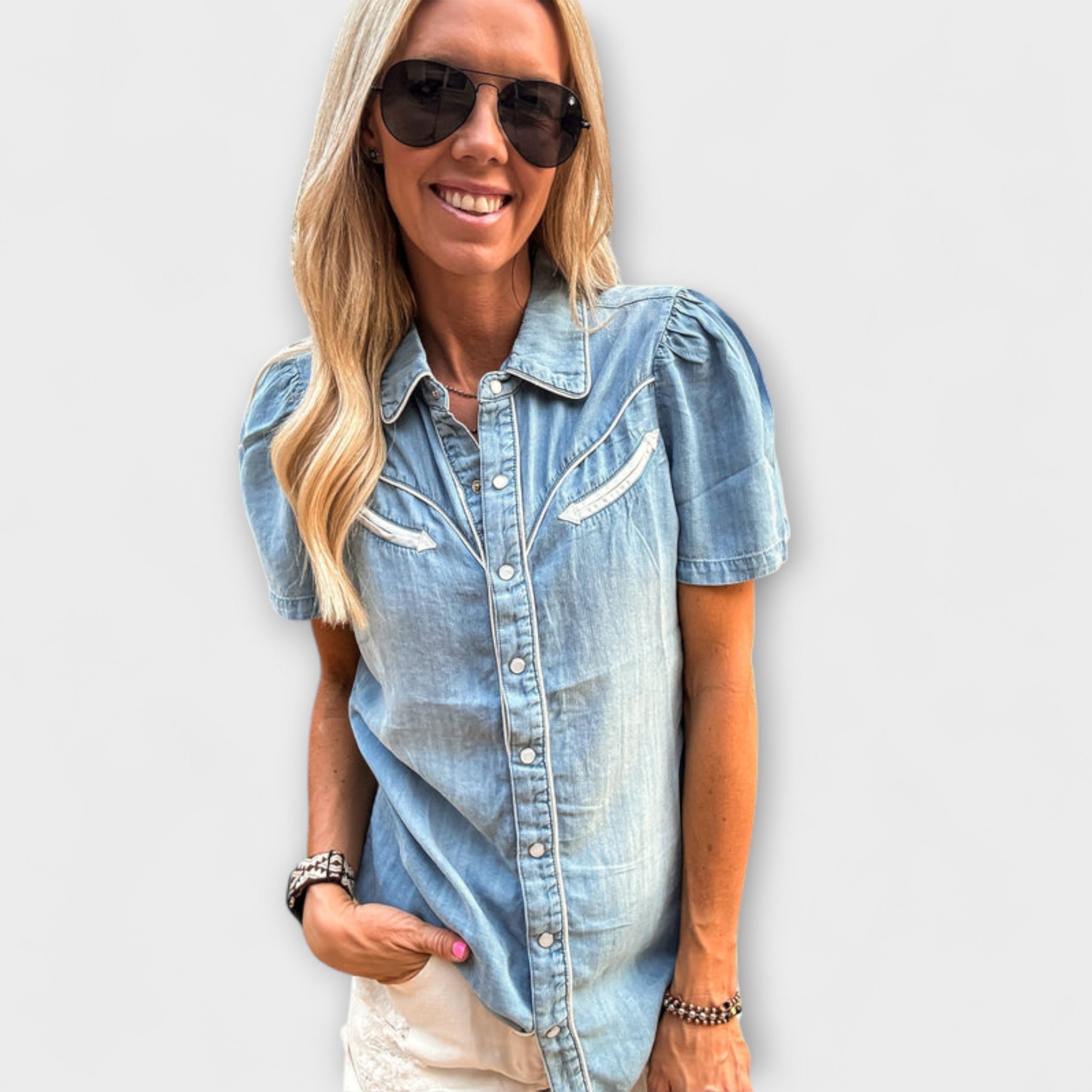 Herbst - Blue Booker Westernhemd mit Knopfleiste