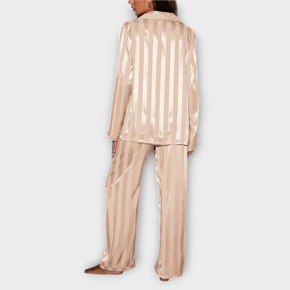 Bella gestreiftes Satin-Pyjama-Set