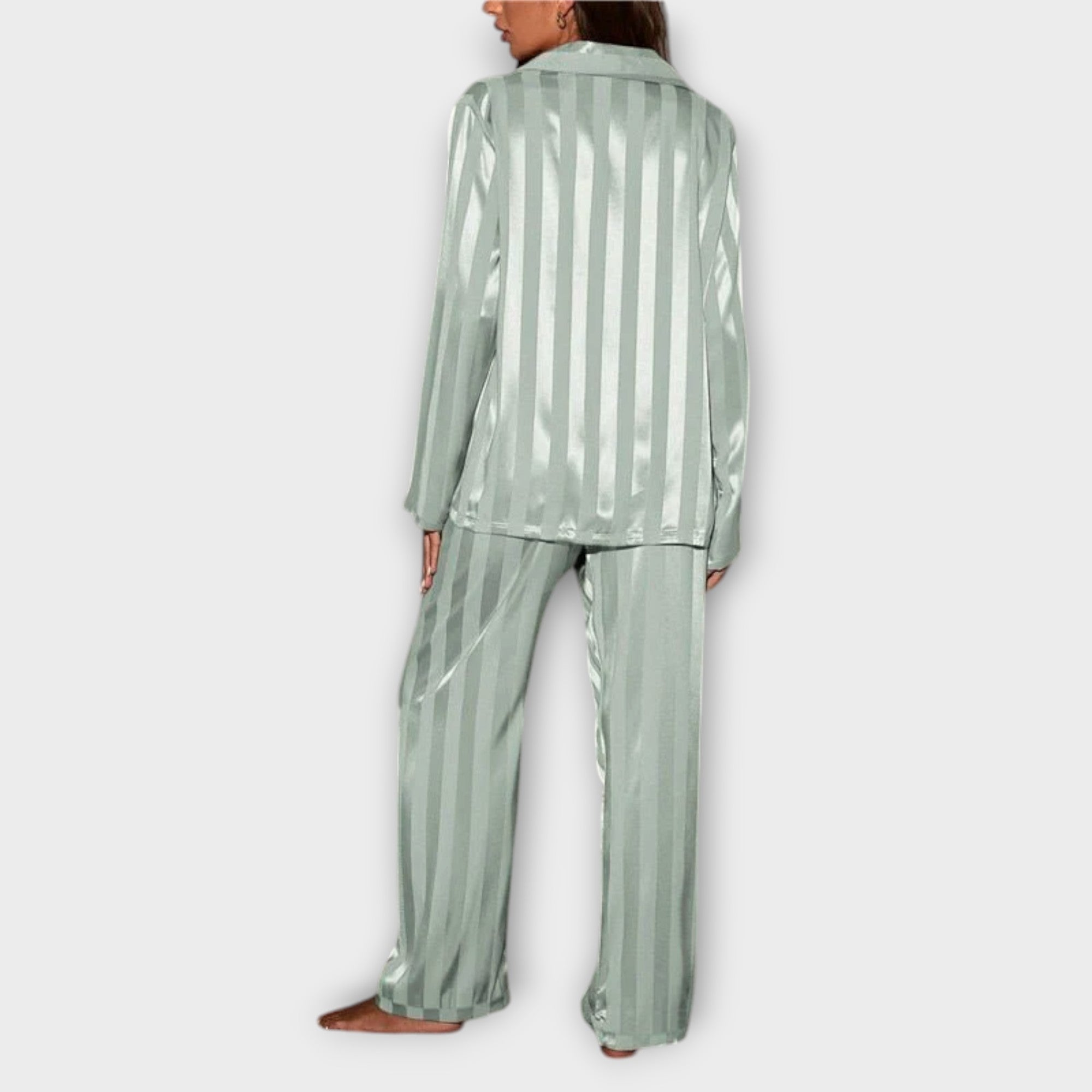 Bella gestreiftes Satin-Pyjama-Set
